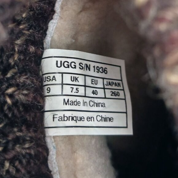 UGG Skylair Brown Leather Wedge Shearling Knit Tall Boots Size 9 Lace Up - Picture 6 of 14